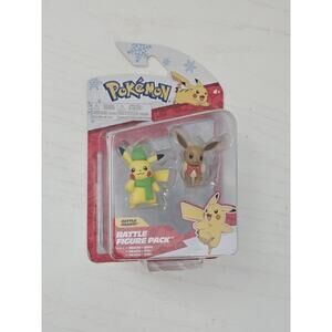 Pokemon 2022‎ Holiday Eevee & Pikachu Battle Figure Pack Christmas Set New
